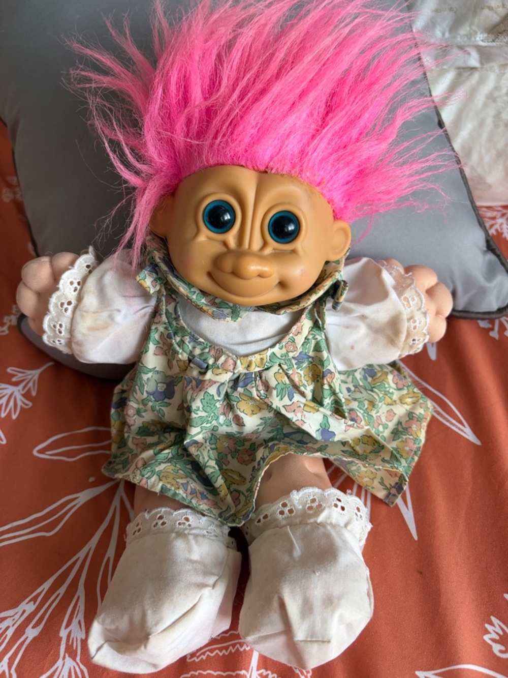 Russ Pink-Haired Floral Dress Troll Doll